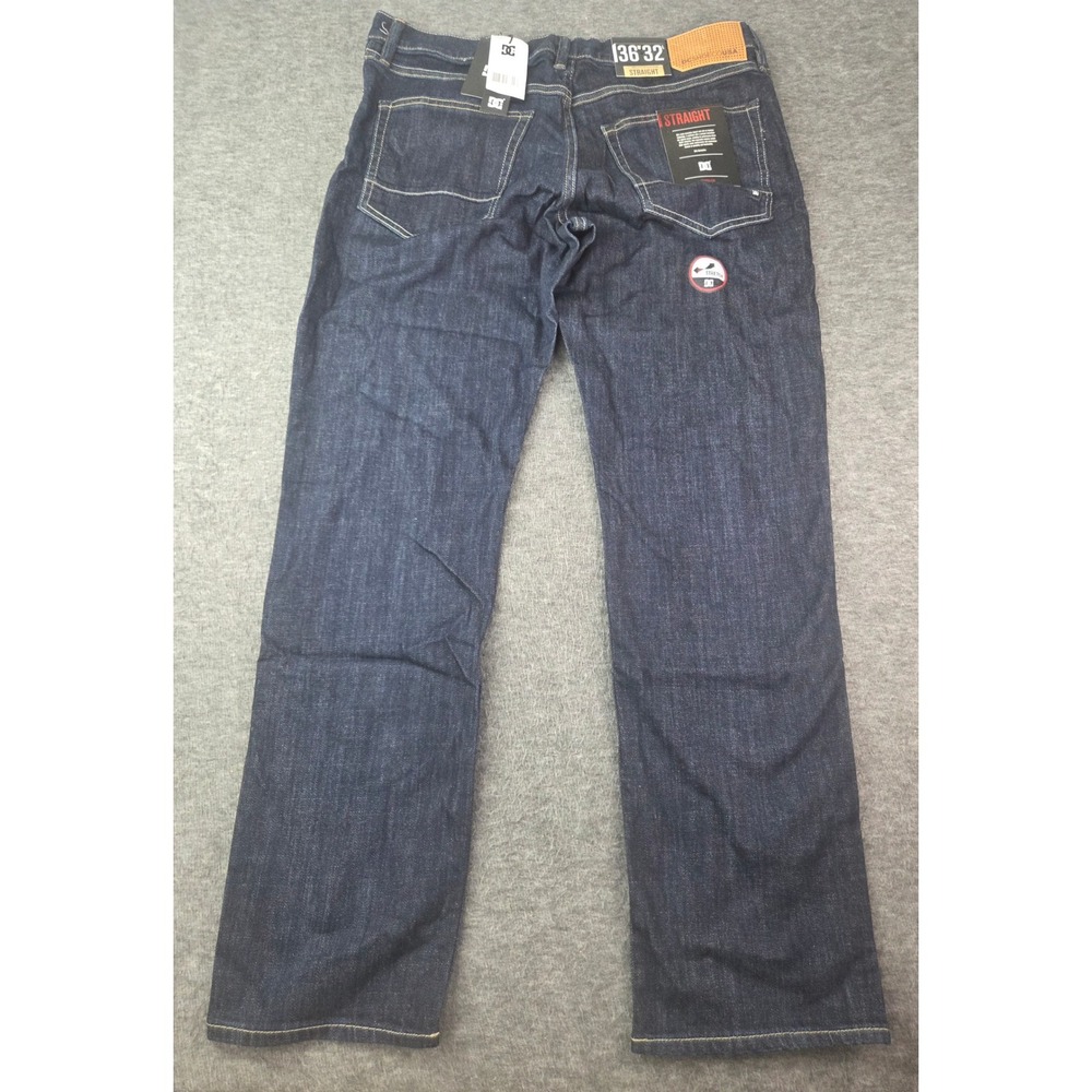 DC Shoes Jeans Mens 36x32 Blue Worker Straight EDYDP03180 Dark Wash Skate Denim - Picture 1 of 5